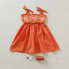Vestido Crochê Infantil Flor Africana saia tricolime 100% algodão+ Bolsinha veste de 4 a 6 anos vestido menina festa