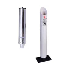 Kit Coletor Individual Água PVC C/ Suporte Para Copos Redondo 200ml Inox