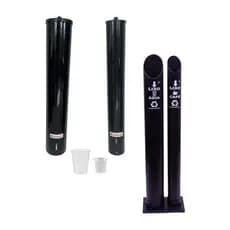 Kit Porta Copo Descartável Água 200Ml Com Suporte Café 50Ml Lixeira PVC Para Escritório Empresa