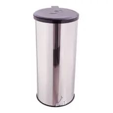 Lixeira Inox Redonda 50 Litros Com Pedal Esfera Tampa Plástica Para Escritório Empresa Cozinha
