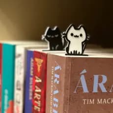 KIT 2 gato marcador de livro preto e branco organizador de leitura e objeto decorativo p/ prateleira