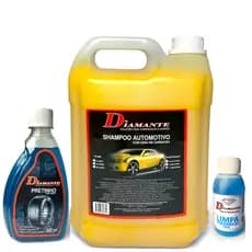 kit Shampoo Com Cera de Carnaúba 5 litros,+ Pretinho 500ml + Limpa Parabrisas 100ml