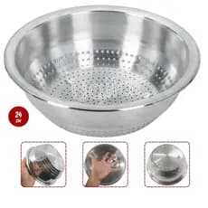 Escorredor de arroz alumínio polido 24 cm 3 L versátil arroz macarrão legumes multiuso