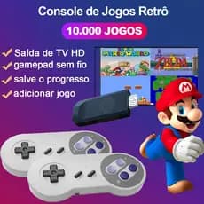 Game Stick Retrô 10.000 Jogos Retrô 4k + 2 Controles Sem Fio - Ps1 / Super Nintendo / Fliperama / Atari