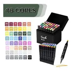 Conjunto Canetas Marcador Kit Canetinha Ponta Dupla Para Pintura Aquarela Especial Para Crianças