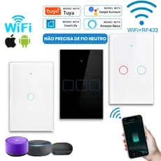 Interruptor Inteligente Compatível com Alexa e Google Home Touch WiFi Digital Automação Residencial