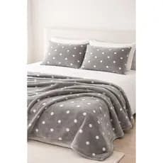 kit manta flaneel petit poa serve casal e queen +02 fronhas cor cinza