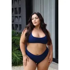 Biquini Feminino Hot Pants Plus Size Alcas Largas em Poliamida Forrado Gringa