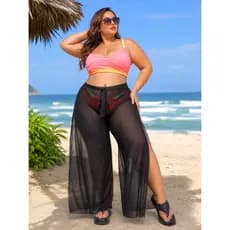 Saida de Praia Calca Plus Size com Fenda