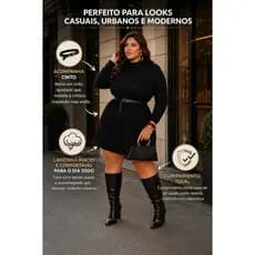 Vestido Feminino Plus Size Lanzinha Acompanha o Cinto