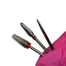 Kit 3 Brocas Tungstênio Profissional Unha Gel Nail Broca Dupla conica Nivelamento Acabamento Remoção