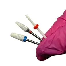 Kit 3 Brocas Cerâmica Acabamento Unha Nail Gel Motor Manicure Profissional
