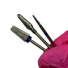 Kit 3 Brocas Tungstênio Profissional Unha Gel Porcelana Nail conica Nivelamento Acabamento Remoção