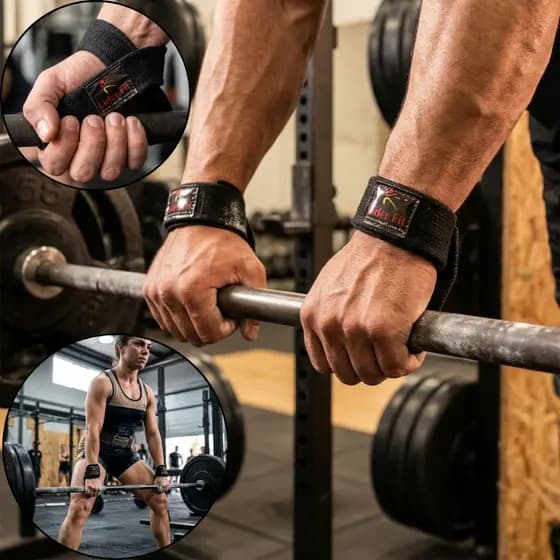 Par De Munhequeira Gancho Strap Fita Luva Musculação Academia Treino Crossfit Pegada