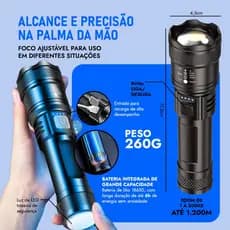 Lanterna Tática T9 Led Ultra Potente - Mais Forte do Mercado