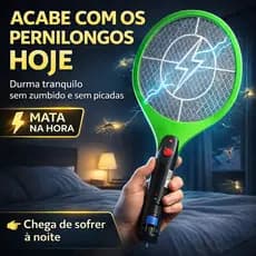 Raquete Elétrica Mata Mosquito Recarregável Bivolt 110V 220V Uso Direto na Tomada Anti Pernilongo