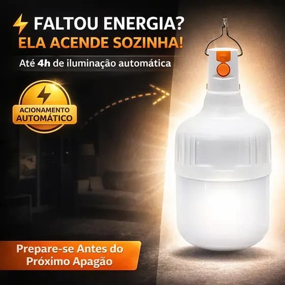 Lâmpada de Emergência LED 15W Bivolt Recarregável Luz Branca