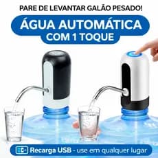 Bomba de Água Elétrica para Galão 10L e 20L Recarregável USB