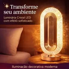 Luminária Cristal LED Touch Recarregável USB 16 Cores Abajur RGB Decorativo Controle Remoto