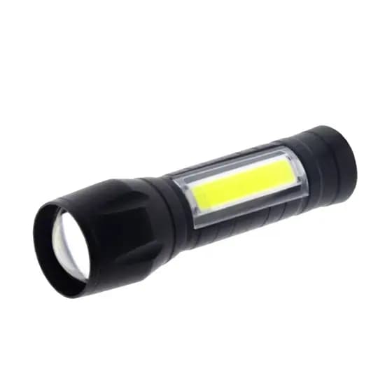 Lanterna LED Recarregável de Bolso com Zoom e Luz Lateral USB Alta Potência Portátil