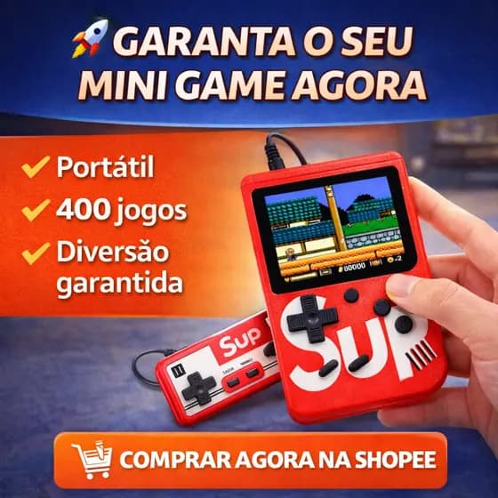Mini Game 400 Jogos Portátil Retrô com Controle e Saída TV Video Game Retro Tela 3" Recarregável