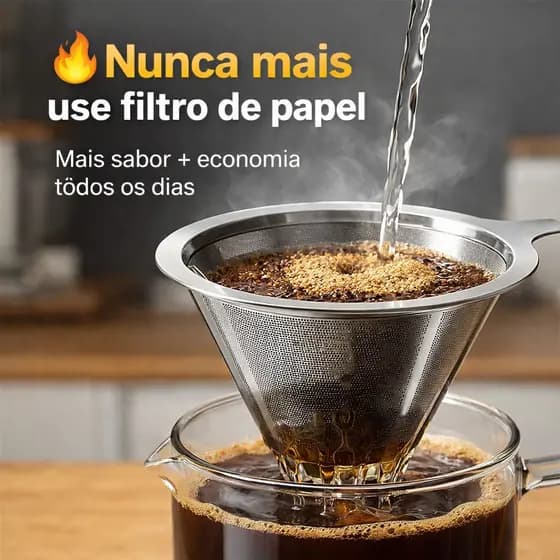 Coador de Café Inox 103 Permanente Reutilizável Sem Filtro Papel Ecológico Durável