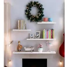 4 Prateleiras 30/40/50/60cm Decorativas com Cantoneira Escritório Quarto Cozinha Banheiro