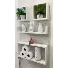 Kit de Nichos com Prateleira modelo U para Decoração de Banheiro Quarto e Sala