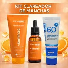 Kit Clareador de Melasma Manchas Vitamina C Sérum Clareador Protetor Solar Sabonete Facial SkinCare