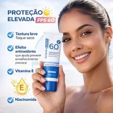Protetor Solar Facial Sem Cor Dermachem FPS60 Niacinamida Toque Seco Com Vitamina E Efeito Matte 40g