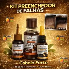 Kit 3 Itens Crescimento Capilar Óleo Noturno 100ml Sérum Preenchedor de Falhas 30ml/Reparador de Pontas