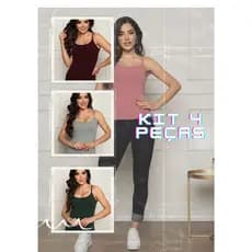 kIT 4 Regata de alcinha feminina blusinha básica lisa Blusa de alca