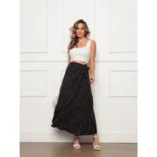 Saia Envelope Feminina Poa com bolinhas Moda Cristã Modesta Moderna Feminina
