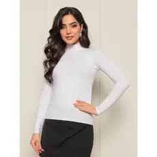 Blusa manga longa feminina cacharrel gola alta outono inverno segunda pele