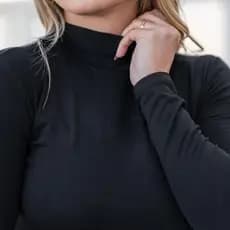 Blusa basica cacharrel manga longa Blusa segunda pele Blusa gola alta Feminina cacharel gola rolê