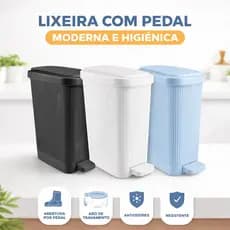 Lixeira Slim Com Tampa e Pedal 7 litros Para Banheiro