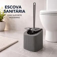 Escova Sanitária Para Vaso Com Suporte e Tampa  - Limpeza Banheiro