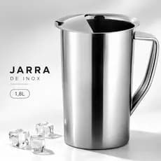 Jarra Para Agua Suco Com Aparador de Gelo 1,8 Litros Inóx