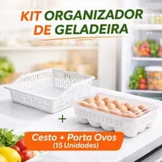 Kit De Organizadores Para Geladeira - Cesto Grande + Porta Ovos