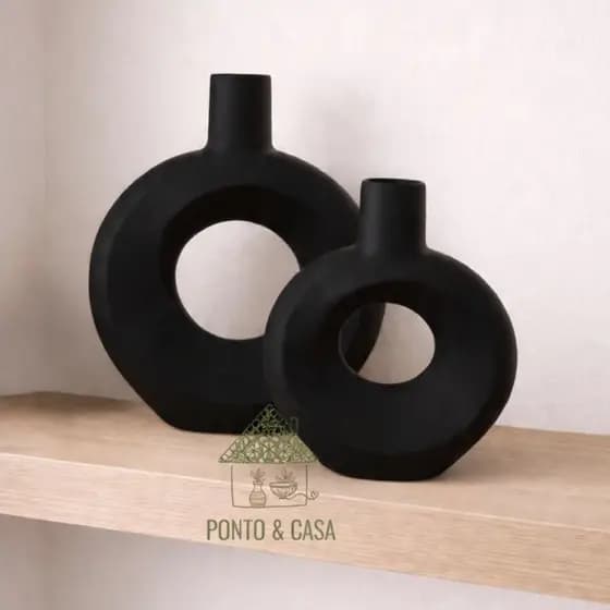 Vaso Decorativo Conjunto de Vasos Decorativos Para Sala Preto Fosco