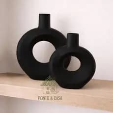 Vaso Decorativo Conjunto de Vasos Decorativos Para Sala Preto Fosco