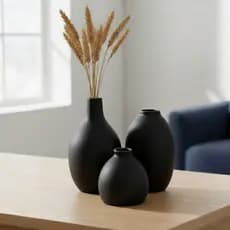 Conjunto de Vasos  Decorativos Enfeite de Sala em Cerâmica Preto