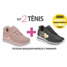 kit 2 pares tenis infantil feminino menina barato escolar volta as aulas club happy Premium