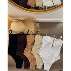 Maiô - Maiô com detalhes em Miçangas - Maiô blogueira Moda Praia Maiô Composto- Maiô Marrom Preto e Marrom Claro