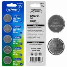 Bateria Botão CR2025 Knup KP-BT2025 – Pilha Lithium 3V para Controle, Balança, Relógio e Eletrônicos