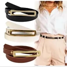 Kit 3 Cintos Feminino Para Vestido Short Calça Alfaitaria Fivela Alongada Dourado