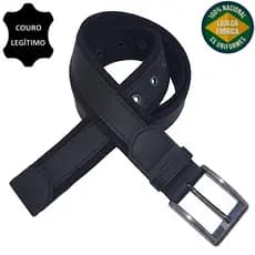 Cinto Lona Masculino Couro Legítimo Larg 4cm Ref L39s Cf