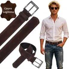 Cinto Masculino Camurça Couro Legítimo 4cm Casual Esporte