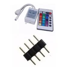 Controlador + Controle + Emenda Rgb P/ Fita Led 5050 E 3528
