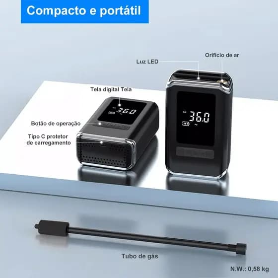 Mini Compressor Digital Elétrica Portátil Multifuncional Ideal Para Pneus Bolas